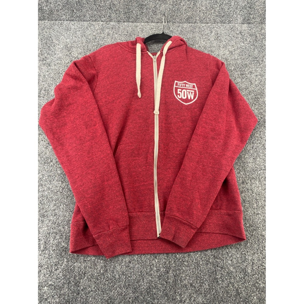 Bella Canvas Fifty West Brewing Co Full Zip Hoodie Unisex Medium Red Heather 50W